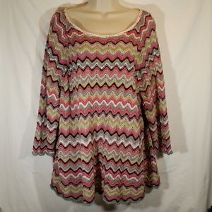 Sigrid Olsen Sweater Multicolor Zig Zag Pattern 3X